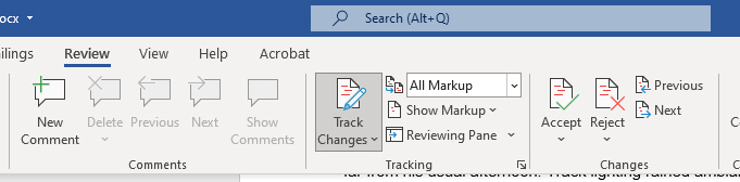 Track Changes Navigation